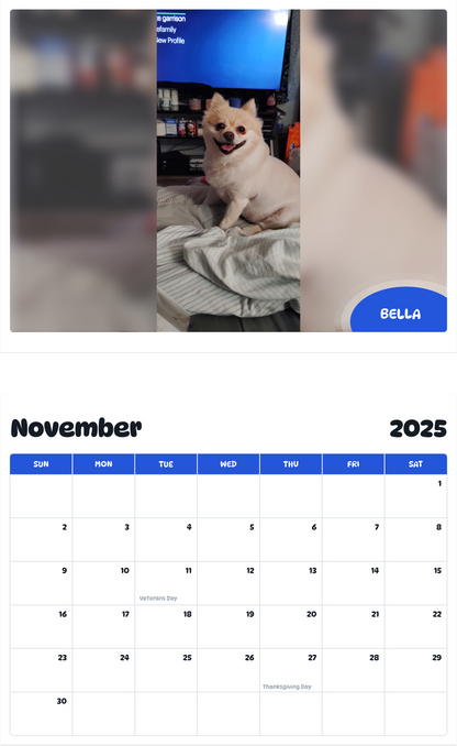 July 2025 - June 2026 Bella - Pawidols Pet Calendar