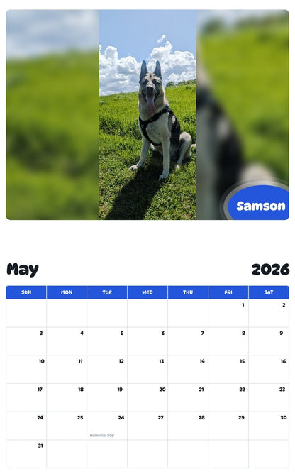 2026 - 2027 Samson - Pawidols Pet Calendar