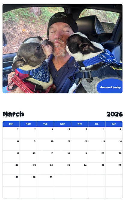 November 2025 - October 2026 Romeo & Lucky - Pawidols Pet Calendar