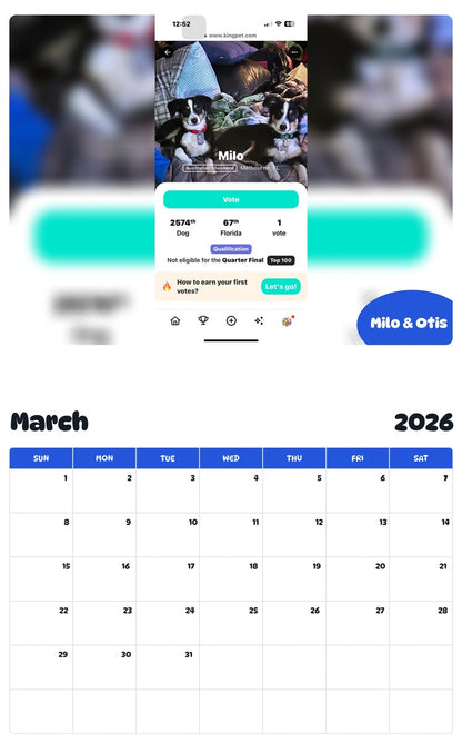 November 2025 - October 2026 Milo & Otis - Pawidols Pet Calendar