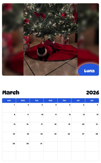 November 2025 - October 2026 Luna - Pawidols Pet Calendar