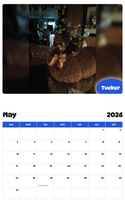 2026 - 2027 Tucker - Pawidols Pet Calendar