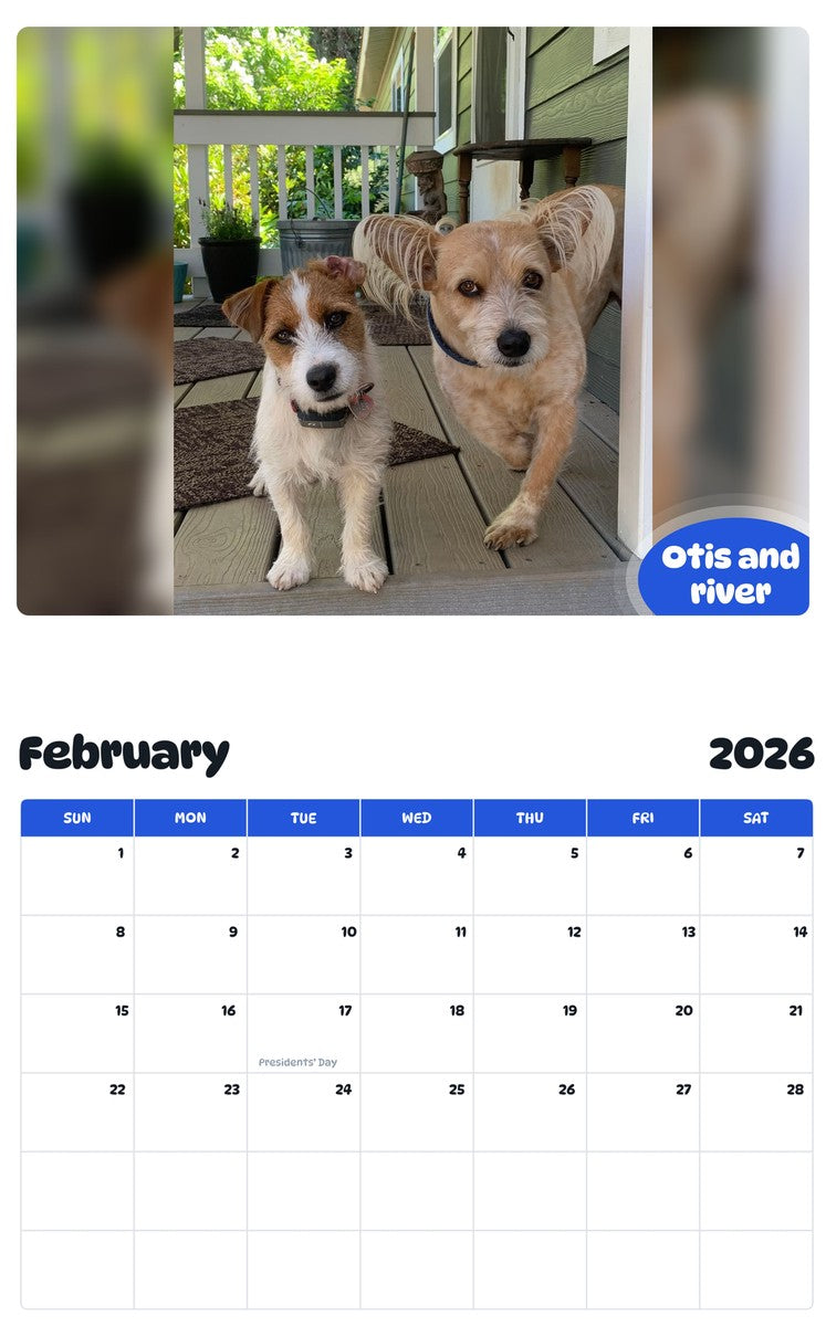 October 2025 - September 2026 Otis and river - Pawidols Pet Calendar