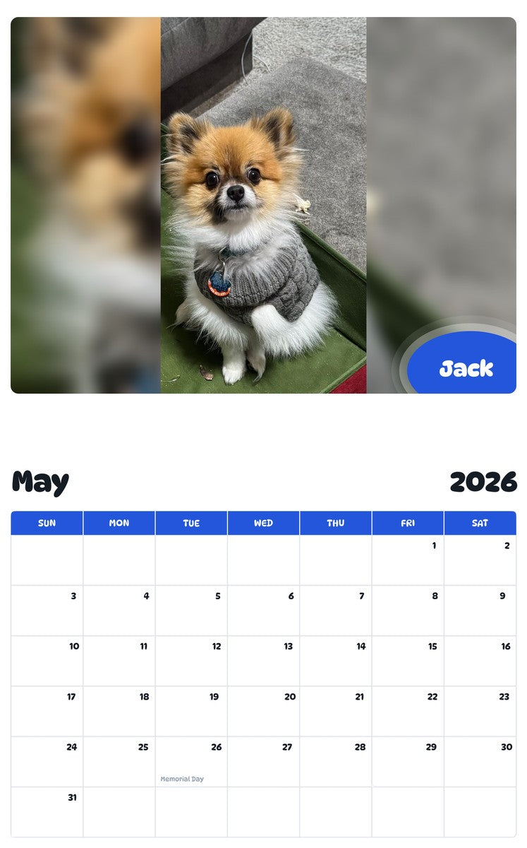 2026 - 2027 Jack - Pawidols Pet Calendar