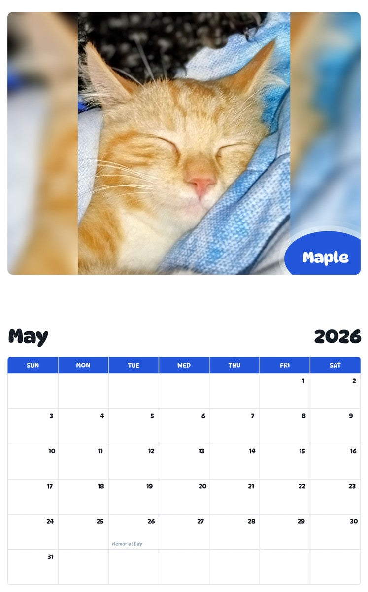 2026 - 2027 Maple - Pawidols Pet Calendar