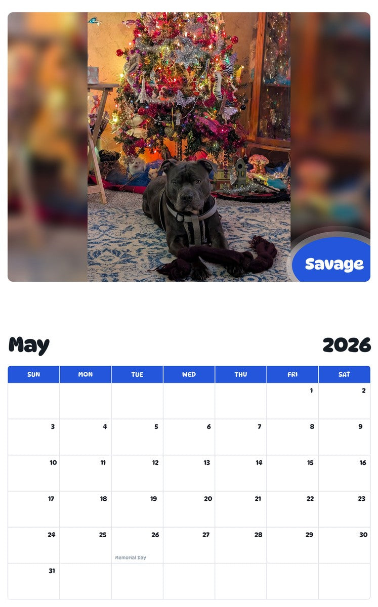 2026 - 2027 Savage - Pawidols Pet Calendar