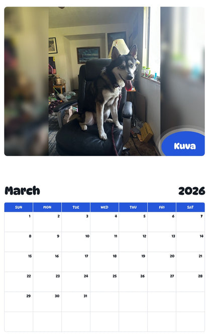 November 2025 - October 2026 Kuva - Pawidols Pet Calendar