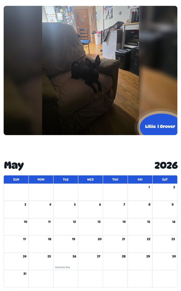 2026 - 2027 Lillie  l Grover - Pawidols Pet Calendar