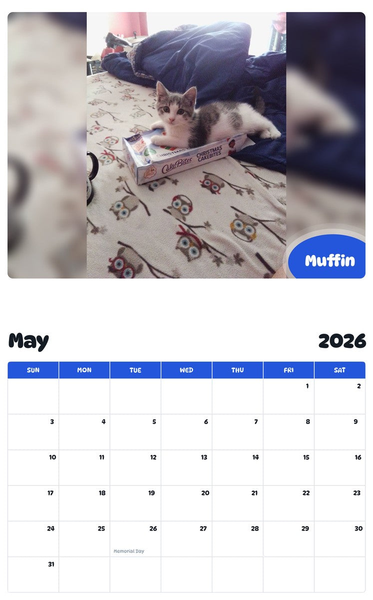 2026 - 2027 Muffin - Pawidols Pet Calendar