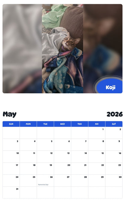 2026 - 2027 Koji - Pawidols Pet Calendar