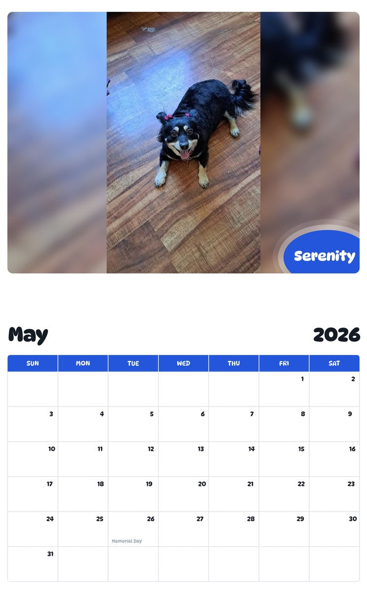 2026 - 2027 Serenity - Pawidols Pet Calendar