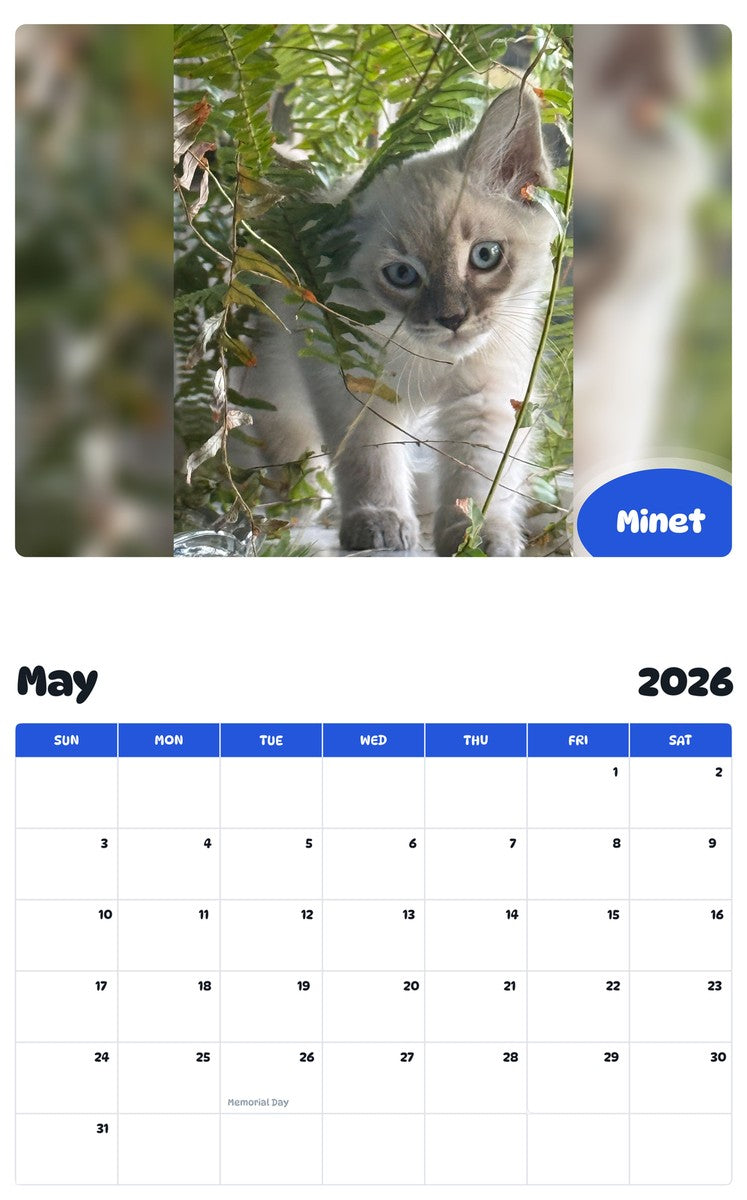 2026 - 2027 Minet - Pawidols Pet Calendar
