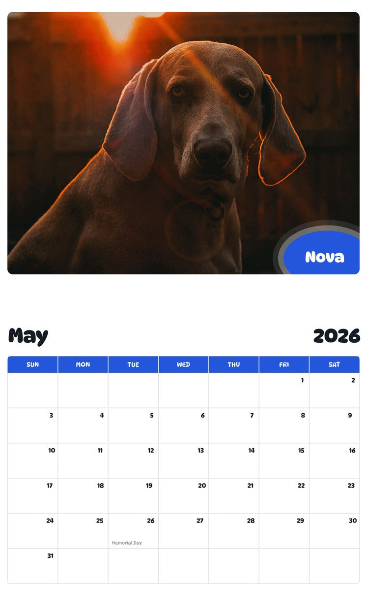 2026 - 2027 Nova - Pawidols Pet Calendar