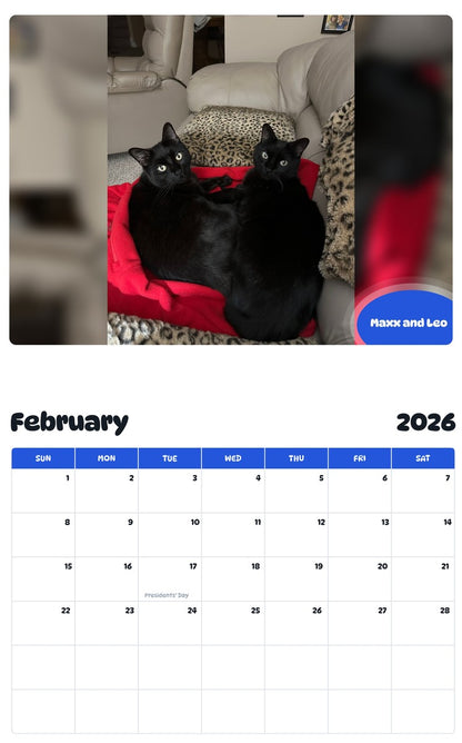 October 2025 - September 2026 Maxx and Leo - Pawidols Pet Calendar