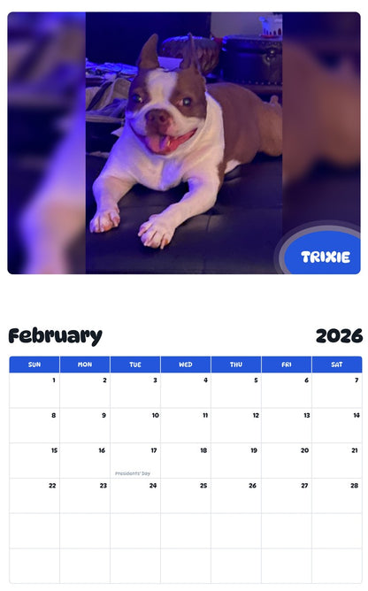 October 2025 - September 2026 TRIXIE - Pawidols Pet Calendar