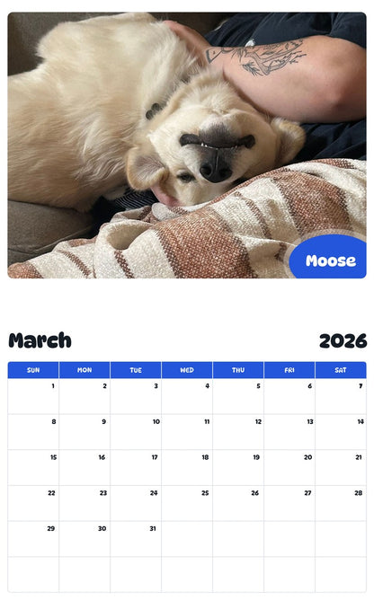 November 2025 - October 2026 Moose - Pawidols Pet Calendar