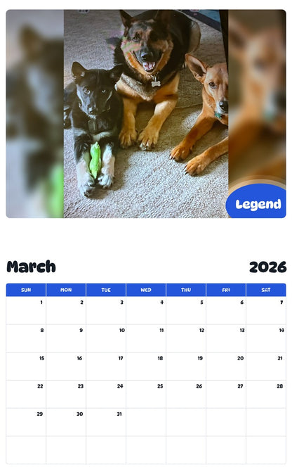 November 2025 - October 2026 Legend - Pawidols Pet Calendar