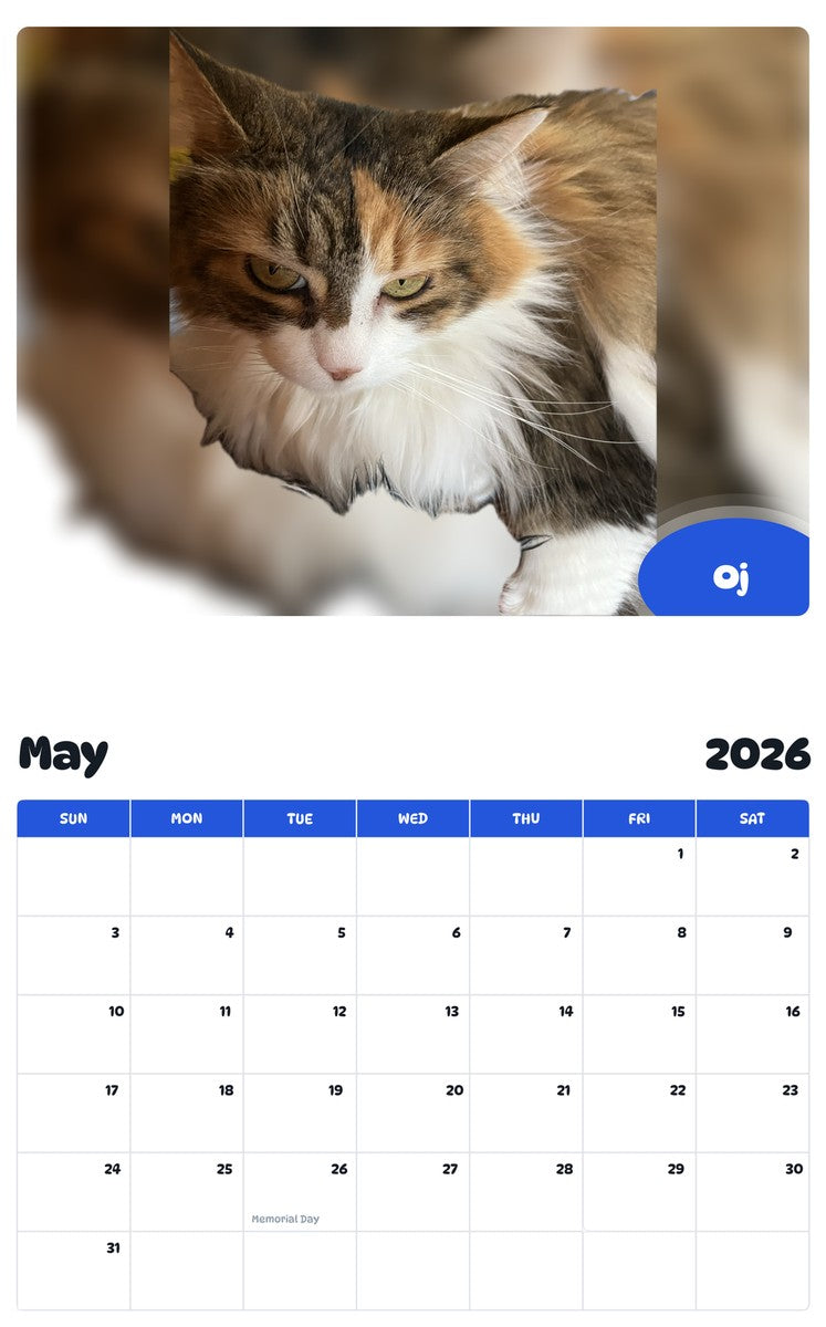 2026 - 2027 Oj - Pawidols Pet Calendar