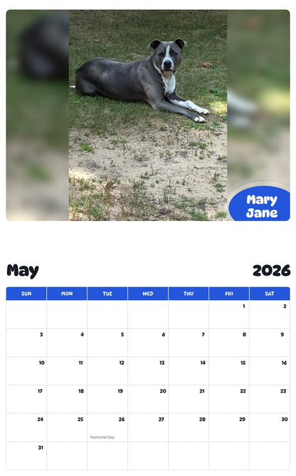2026 - 2027 Mary Jane - Pawidols Pet Calendar