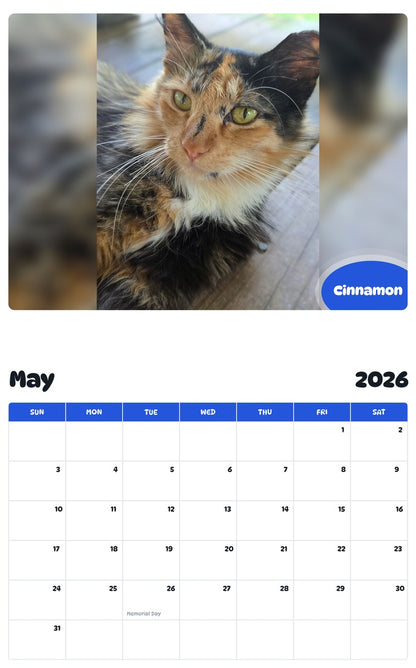 2026 - 2027 Cinnamon - Pawidols Pet Calendar