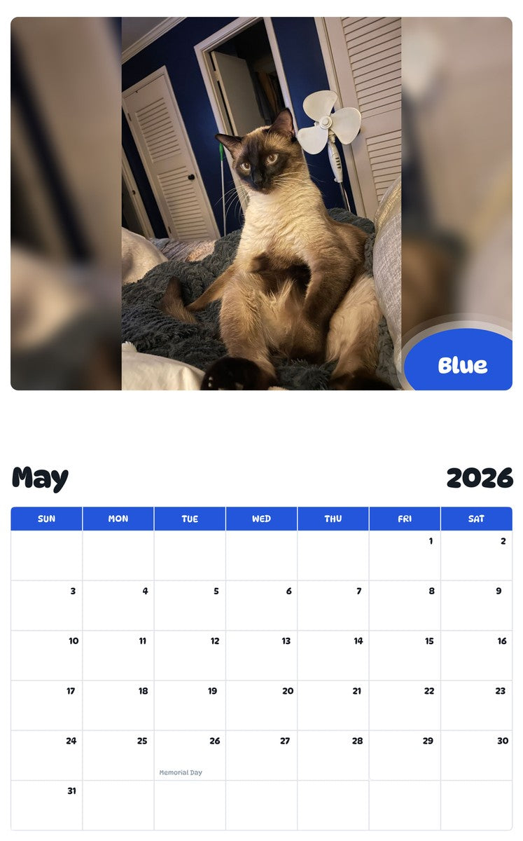 2026 - 2027 Blue - Pawidols Pet Calendar