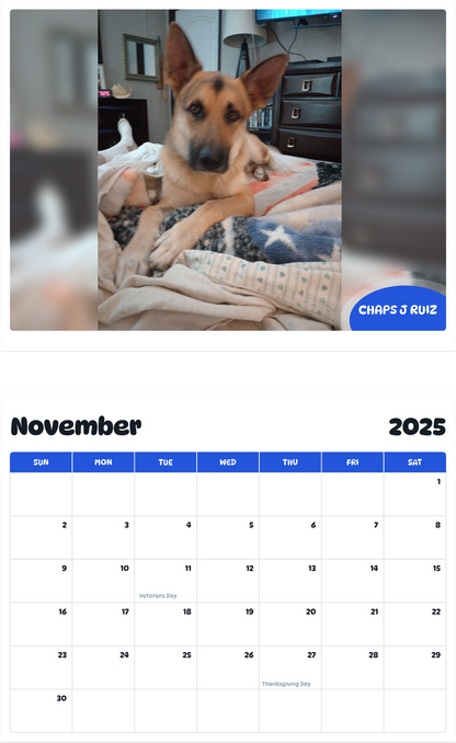 July 2025 - June 2026 Chaps J Ruiz - Pawidols Pet Calendar