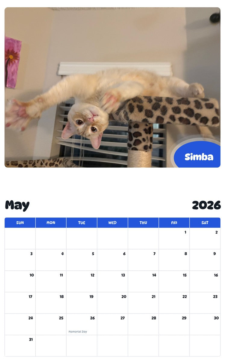 2026 - 2027 Simba - Pawidols Pet Calendar