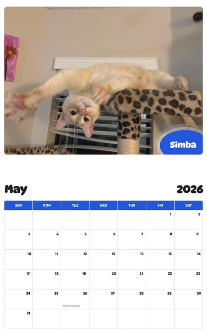 2026 - 2027 Simba - Pawidols Pet Calendar