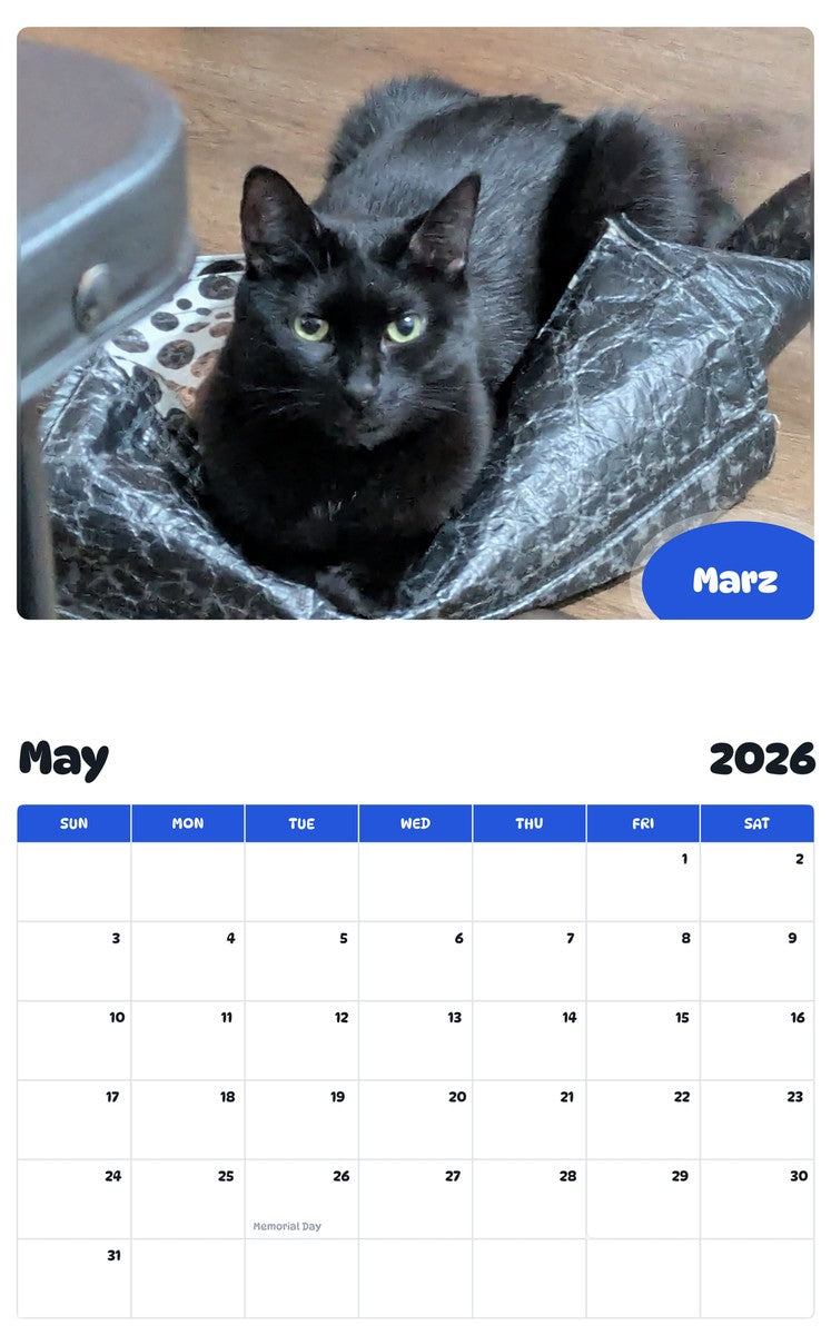 2026 - 2027 Marz - Pawidols Pet Calendar
