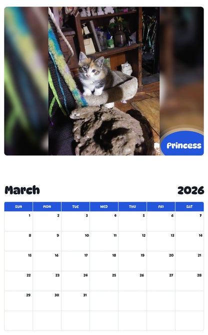 November 2025 - October 2026 Princess - Pawidols Pet Calendar