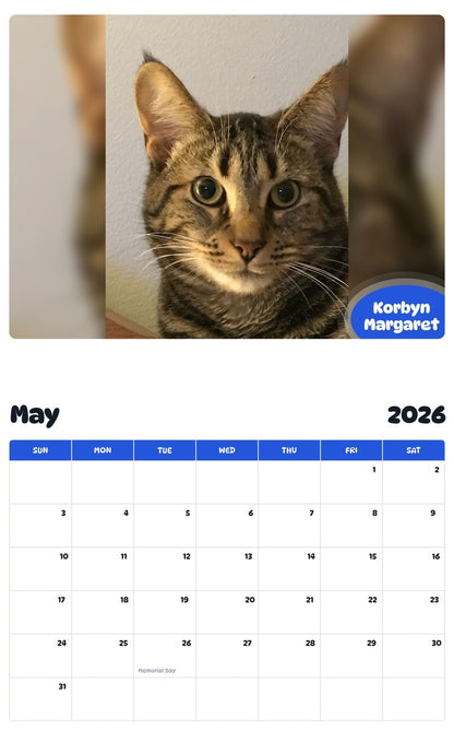 2026 - 2027 Korbyn Margaret - Pawidols Pet Calendar