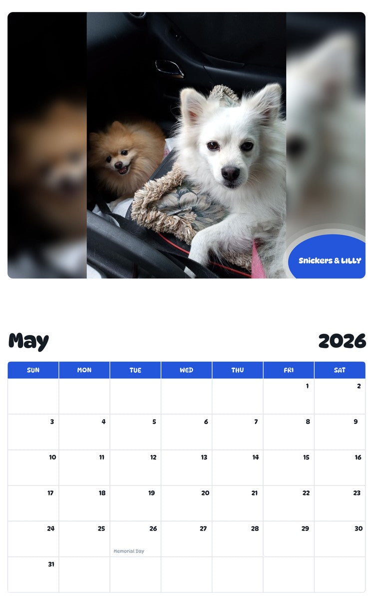 2026 - 2027 Snickers & LILLY - Pawidols Pet Calendar