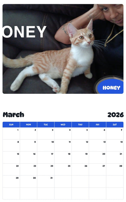 November 2025 - October 2026 HONEY - Pawidols Pet Calendar