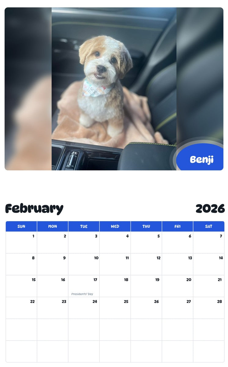 October 2025 - September 2026 Benji - Pawidols Pet Calendar