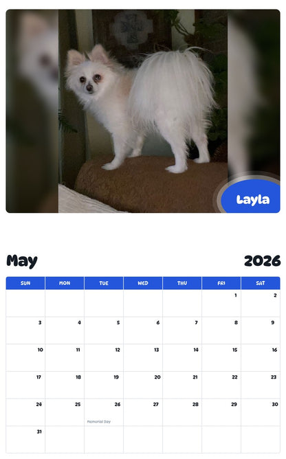 2026 - 2027 Layla - Pawidols Pet Calendar