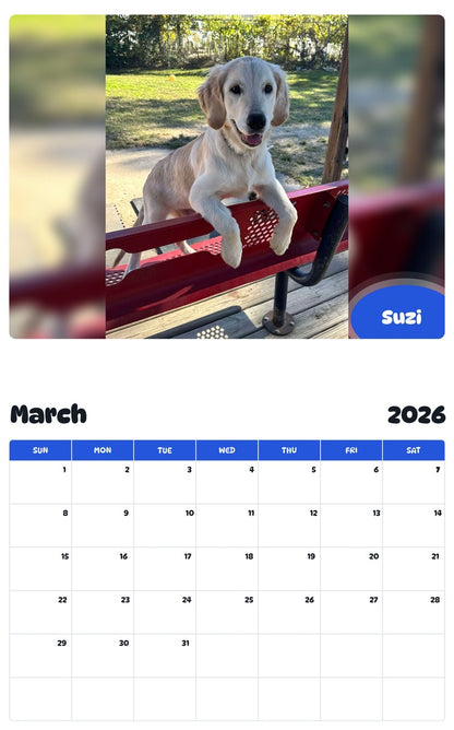 November 2025 - October 2026 Suzi - Pawidols Pet Calendar