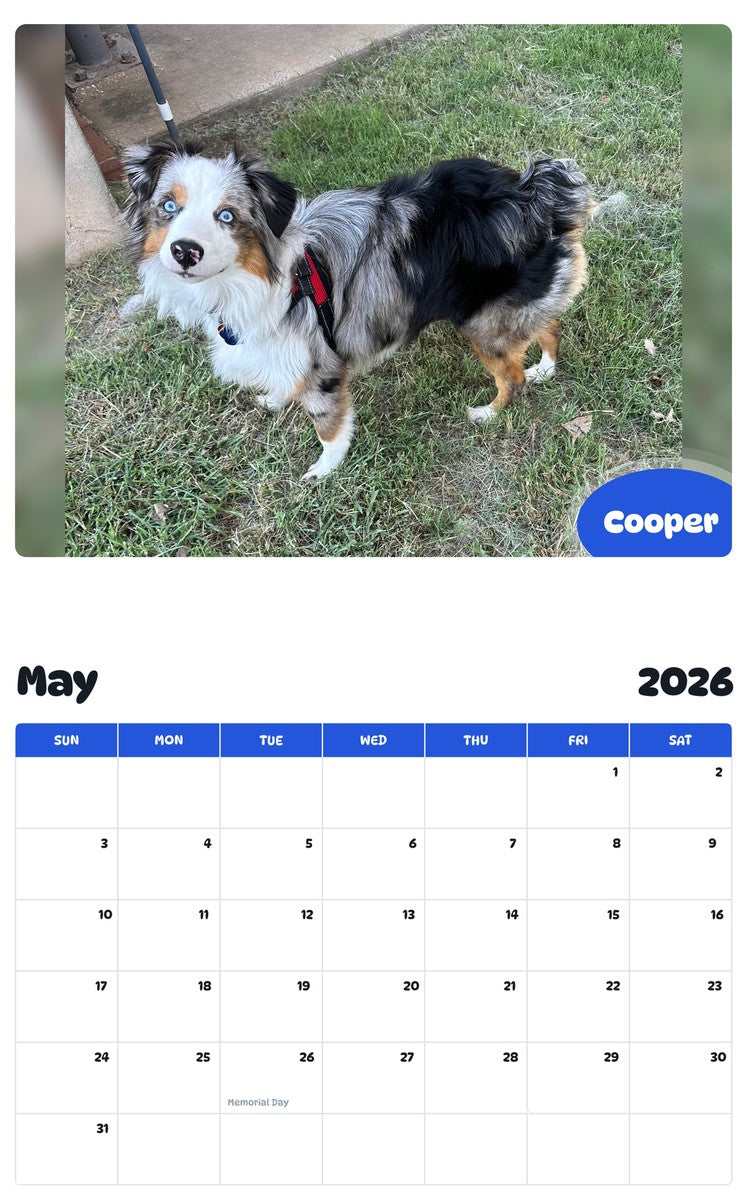 2026 - 2027 Cooper - Pawidols Pet Calendar