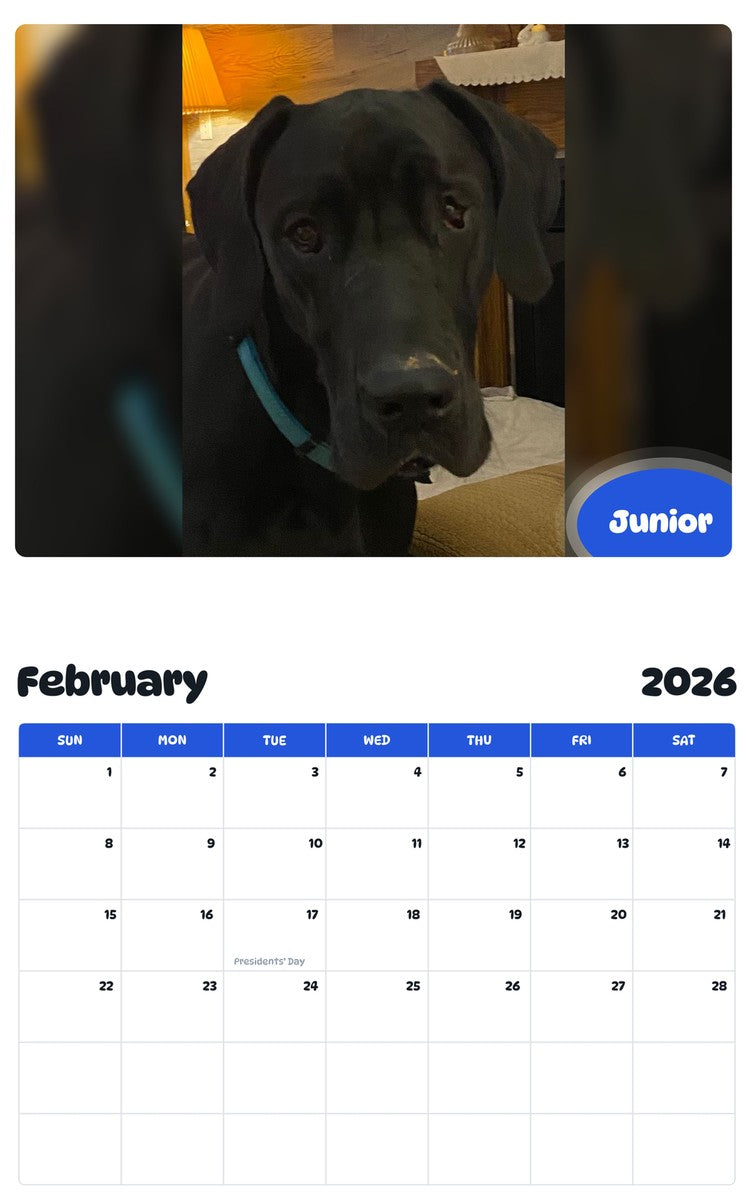 October 2025 - September 2026 Junior - Pawidols Pet Calendar
