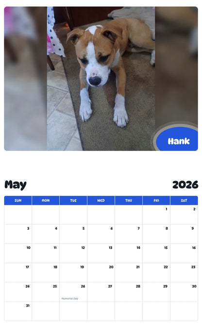 2026 - 2027 Hank - Pawidols Pet Calendar
