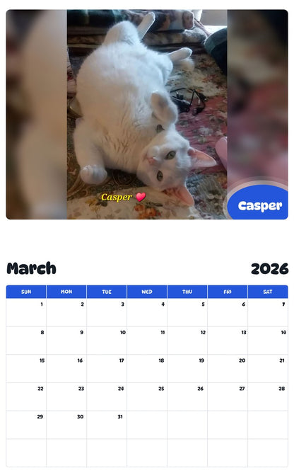 November 2025 - October 2026 Casper - Pawidols Pet Calendar