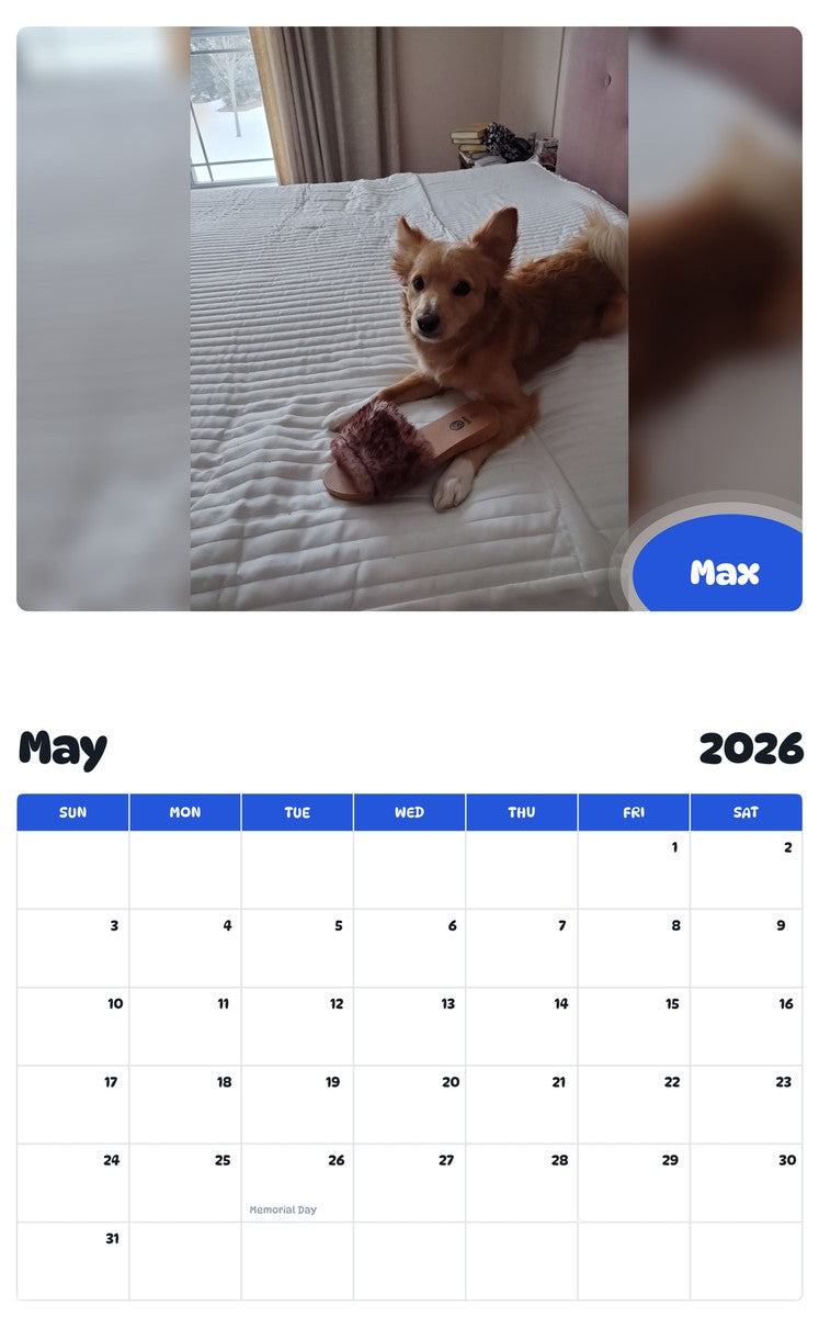 2026 - 2027 Max - Pawidols Pet Calendar