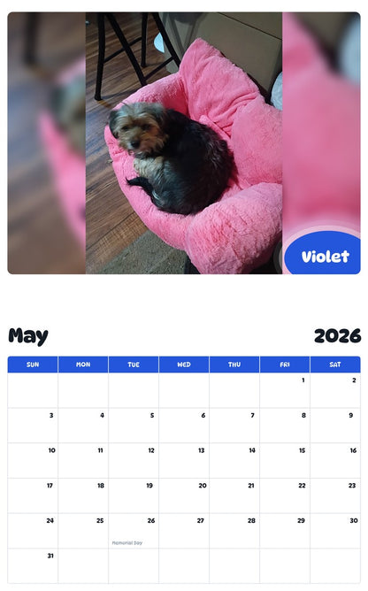 2026 - 2027 Violet - Pawidols Pet Calendar