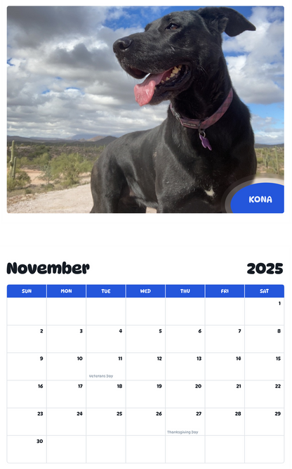 July 2025 - June 2026 Kona - Pawidols Pet Calendar