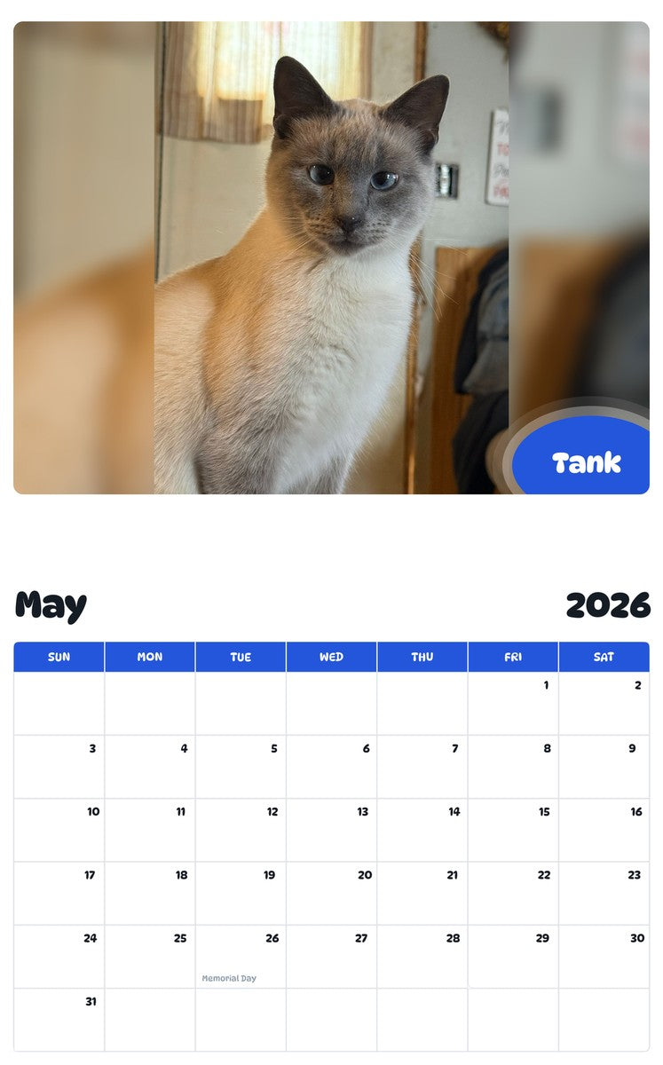 2026 - 2027 Tank - Pawidols Pet Calendar