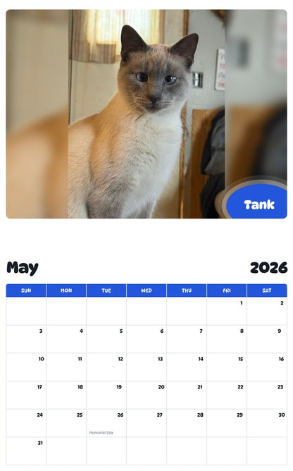 2026 - 2027 Tank - Pawidols Pet Calendar