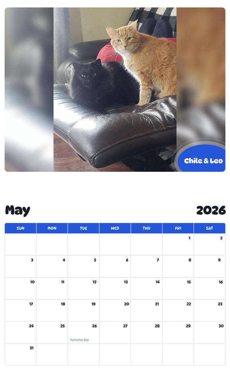 2026 - 2027 Chile & Leo - Pawidols Pet Calendar