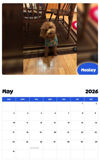 2026 - 2027 Mosley - Pawidols Pet Calendar