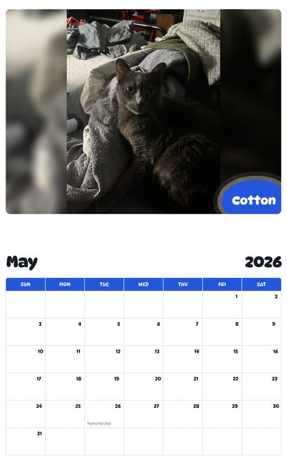 2026 - 2027 Cotton - Pawidols Pet Calendar
