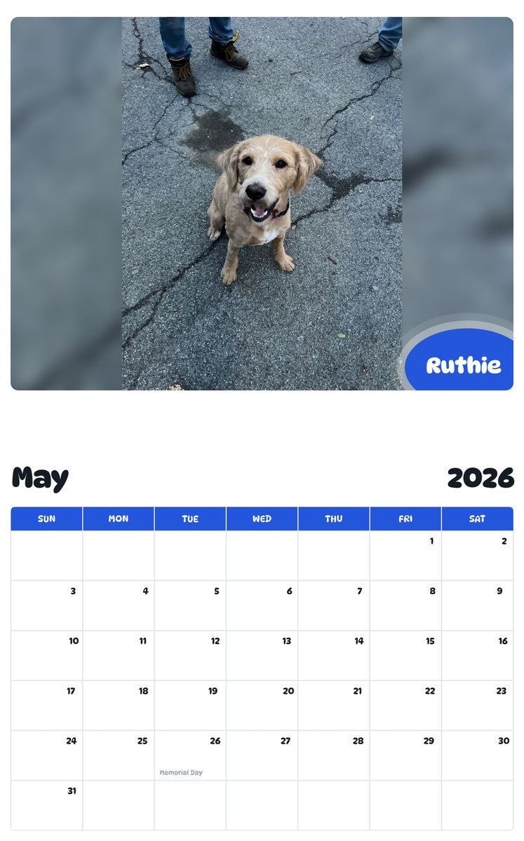 2026 - 2027 Ruthie - Pawidols Pet Calendar