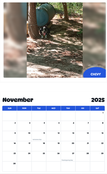 July 2025 - June 2026 Chevy - Pawidols Pet Calendar